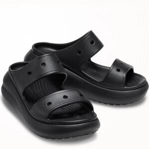 Crocs Classic Crush Platform Two-Strap Sandals Black Size 8
